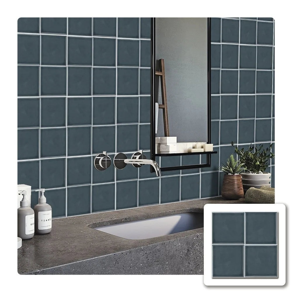10Pcs European Square Kitchen Wallpaper Solid Color Self-adhesive Wall Stickers Oil-proof Waterproof Thickened Tile Stickers