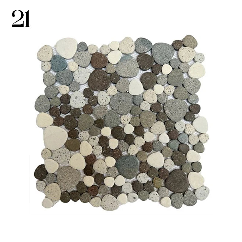 30x30cm Ceramic Pebble Mosaic Tiles Spa Pools Fish Ponds Bathrooms Anti-skid Wear-Resistant Floor Wall Decor Easy Cut Mesh Base