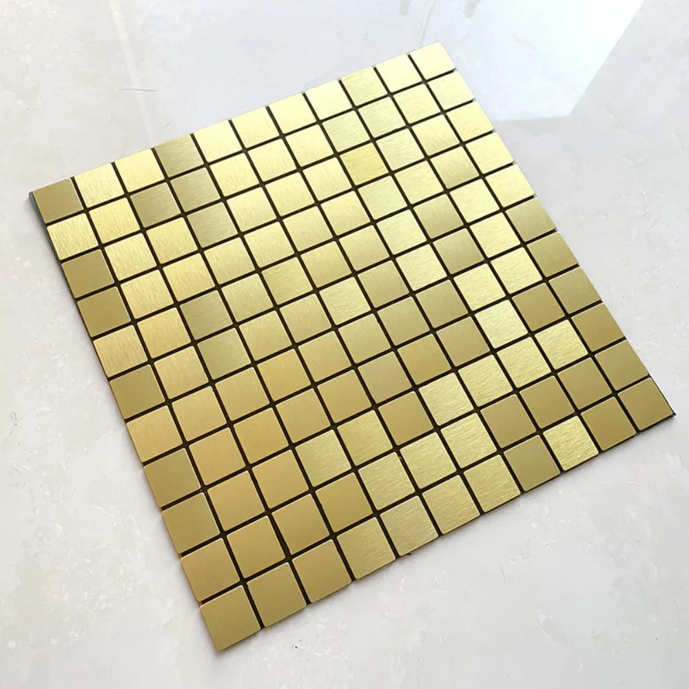Home Decor Square Mosaic Sticker Aluminum Plastic Moisture-proof Tile Wall Sticker Waterpoof Self-adhesive Art Mural Bathroom