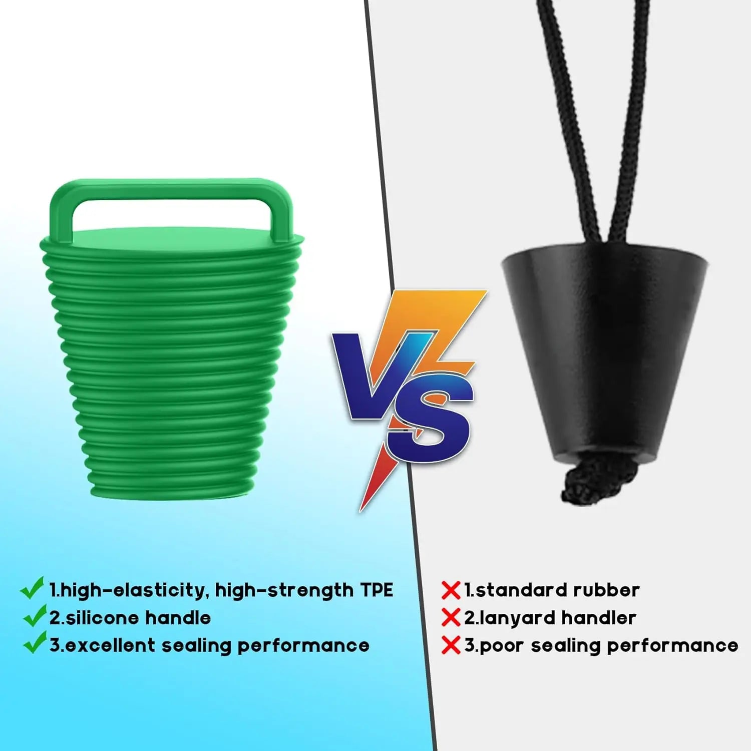 8 Pcs Kayak Scupper Plugs Kit with Silicone Handles 2 Sizes Scupper Plugs Drain Holes Stopper Non-Slip Easy Installation