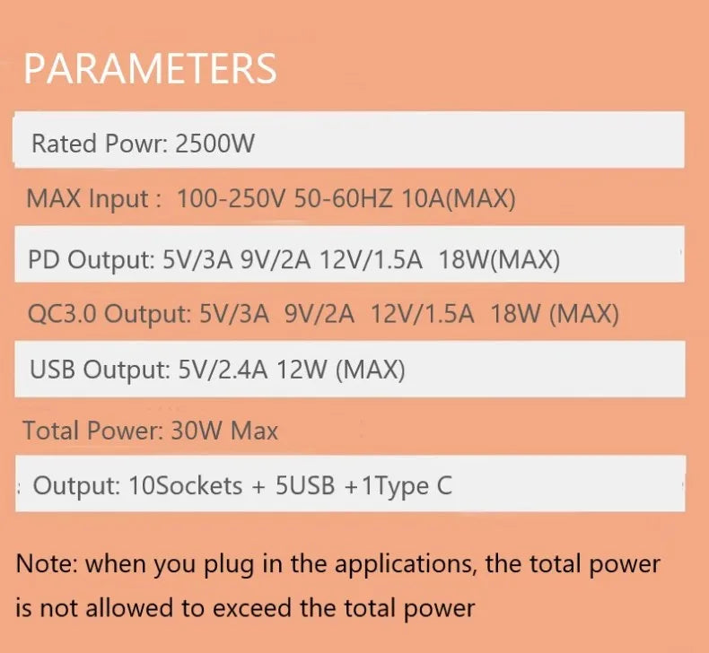 Ổ Cắm Đa Năng 10 Lỗ 4 USB 1 Cổng Sạc Nhanh Type C