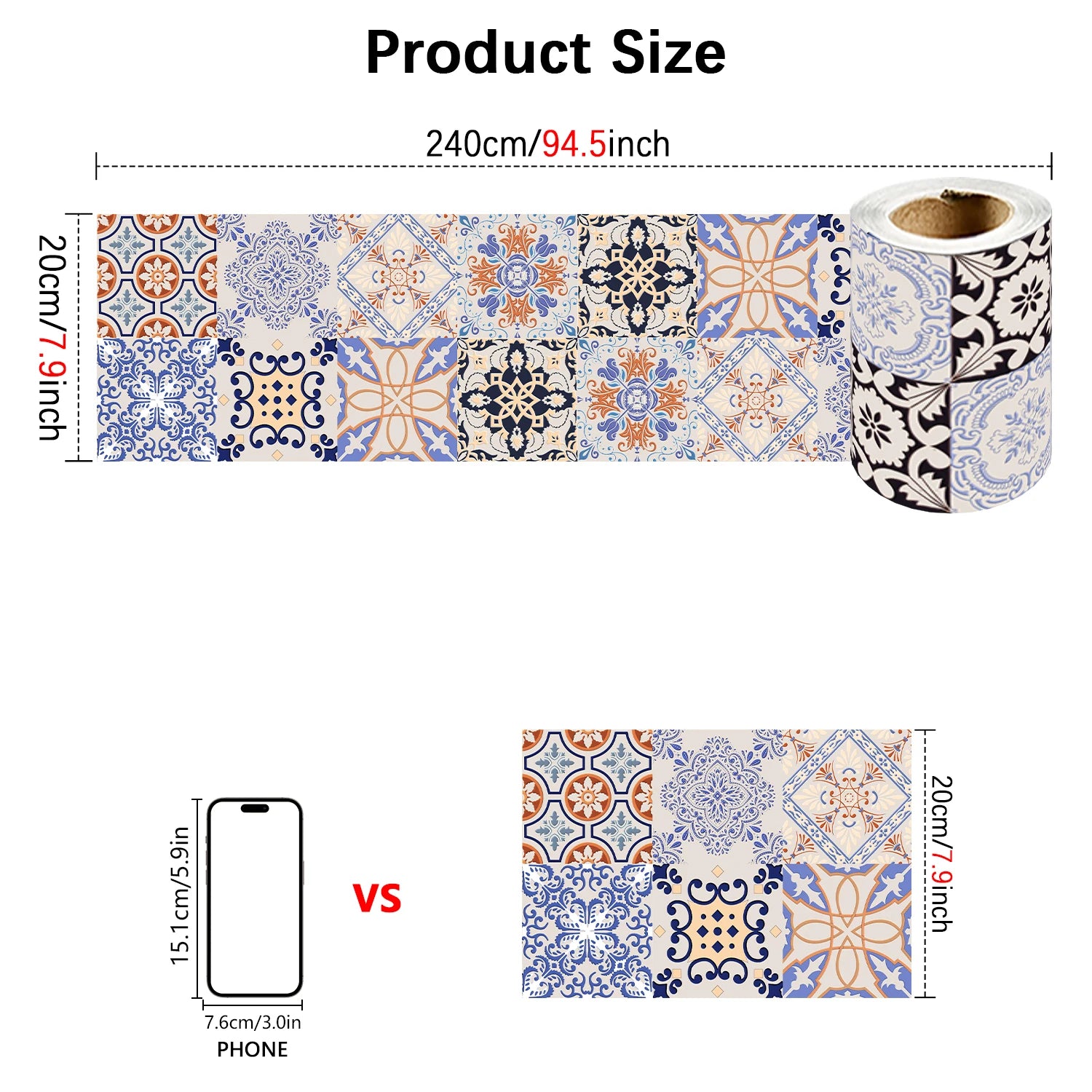 Bohemian Style Ceramic Tile Wall Sticker Bathroom Kitchen BackSplash Bathroom Waterproof Peel &amp; Stick Home Decor Art Wall Decals