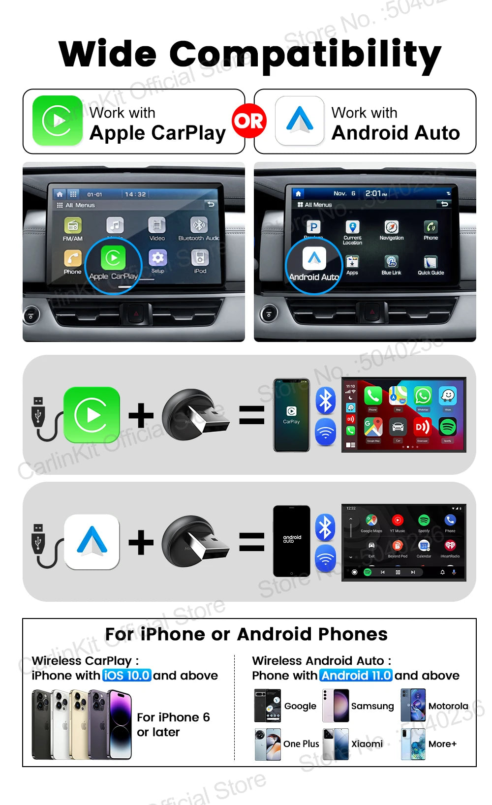 New CarlinKit 5.0 Mini Ultra3 Wireless Android Auto CarPlay 2-In-1 Wireless Adapter WIFI BLE Auto Connect Smart Mini Box For Car - Daisan Mart