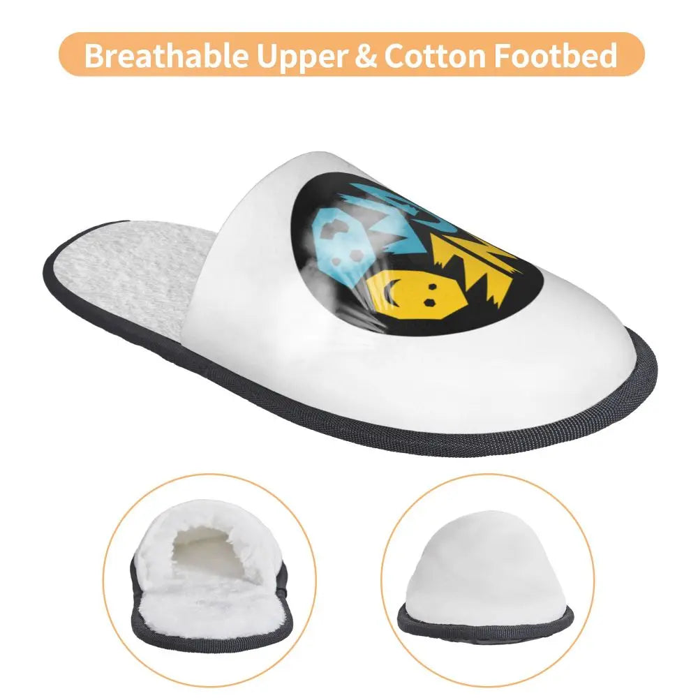 Neo Geo Logo Printed Warm Furry Slippers Gamer Style