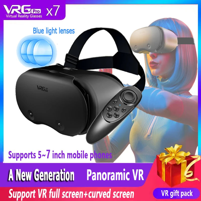 VRG Pro X7 3D Virtual Reality Glasses With Headset, Controller
