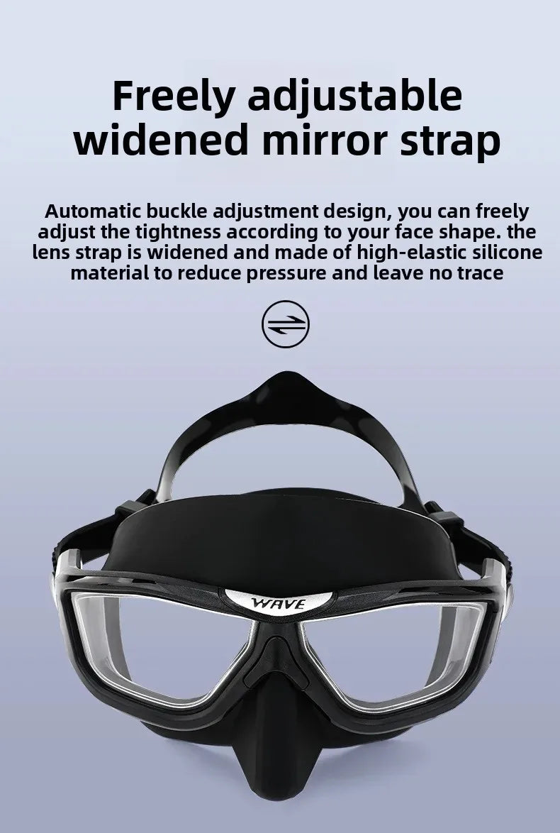 Professi onal Anti-fog HD Large Frame Lens Freediving Snorkeling Eq uipment Scuba Full Face Large Frame Diving   Goggles