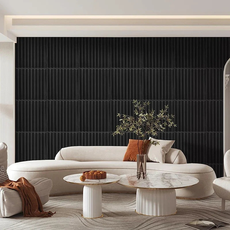 3D wall panel with glossy gold wood grain, waterproof