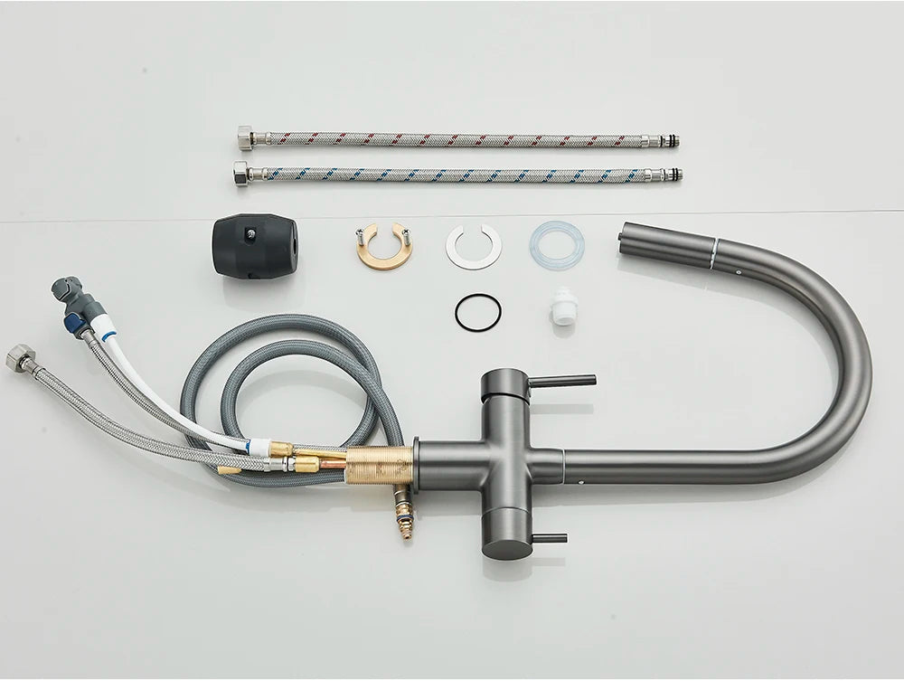 2-Mode Swivel Gold Brass Water Filter Kitchen Faucet