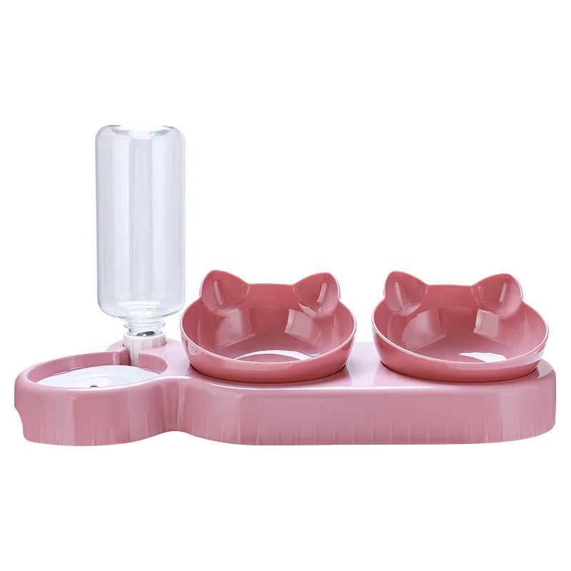 3 in 1 Cat Feeder Automatic Water Dispenser Double Bowl Pet Bowl for Small Dogs Cats Pet Food Container Cat Accessories - Daisan Mart