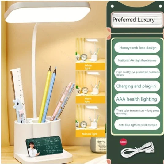 Dimmable USB White LED Touch Folding Desk Lamp for Study