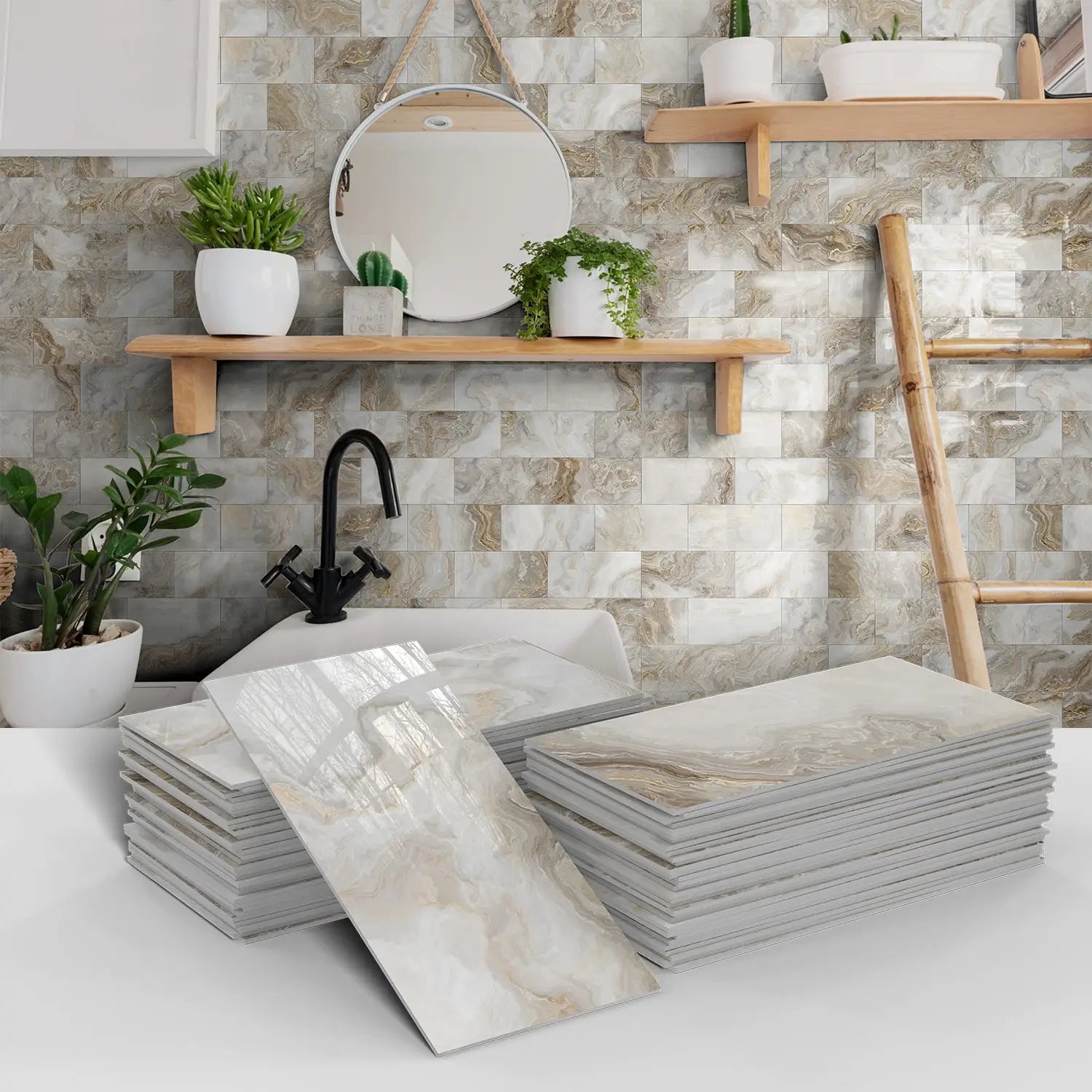 3D Waterproof Brick and Stone Decal Set - Kitchen &amp; Bathroom