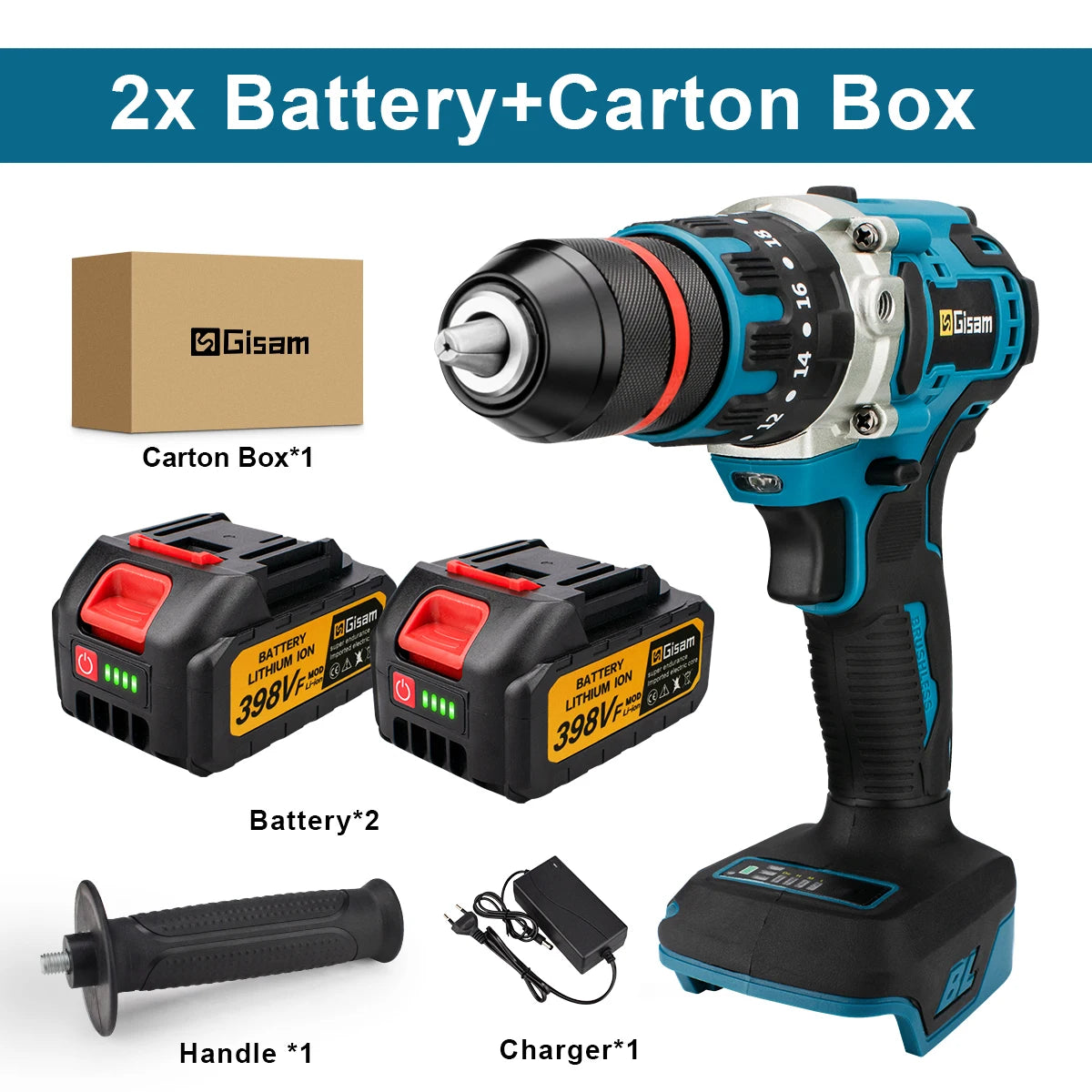 Brushless Electric Impact Drill Ice Breaking Fishing Cordless Screwdriver Rechargeable Battery Hand Drill Power Tools 13MM 480NM