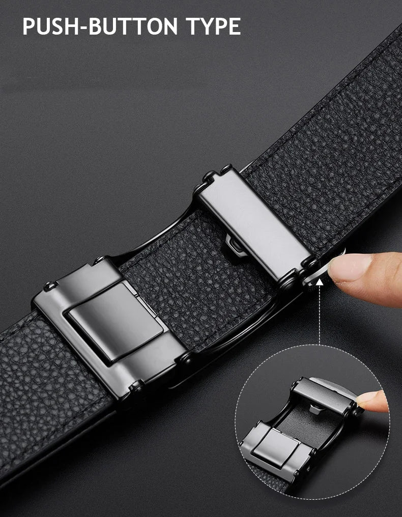 New 2024 high quality men's leather belt with automatic buckle