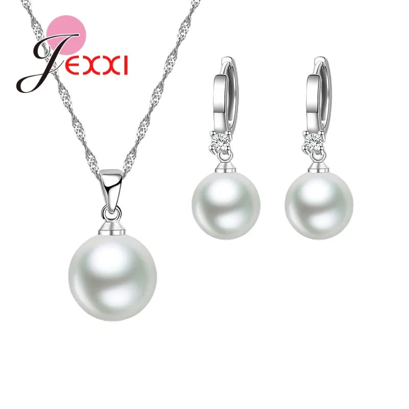 Noble 925 Silver Pearl Jewelry Set for Party