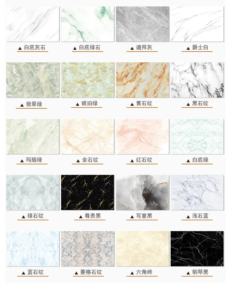 60cm Marble Vinyl Film Self Adhesive Wallpaper Bathroom Kitchen Cupboard Countertops Contact Paper PVC Waterproof Wall Stickers