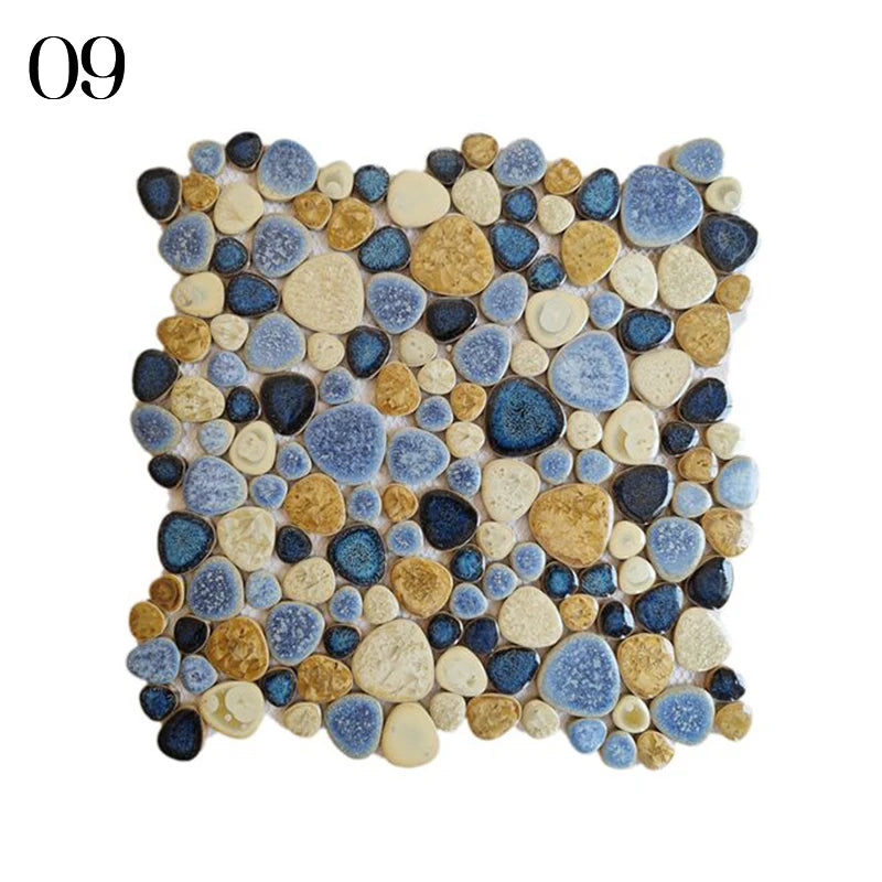 30x30cm Ceramic Pebble Mosaic Tiles Spa Pools Fish Ponds Bathrooms Anti-skid Wear-Resistant Floor Wall Decor Easy Cut Mesh Base