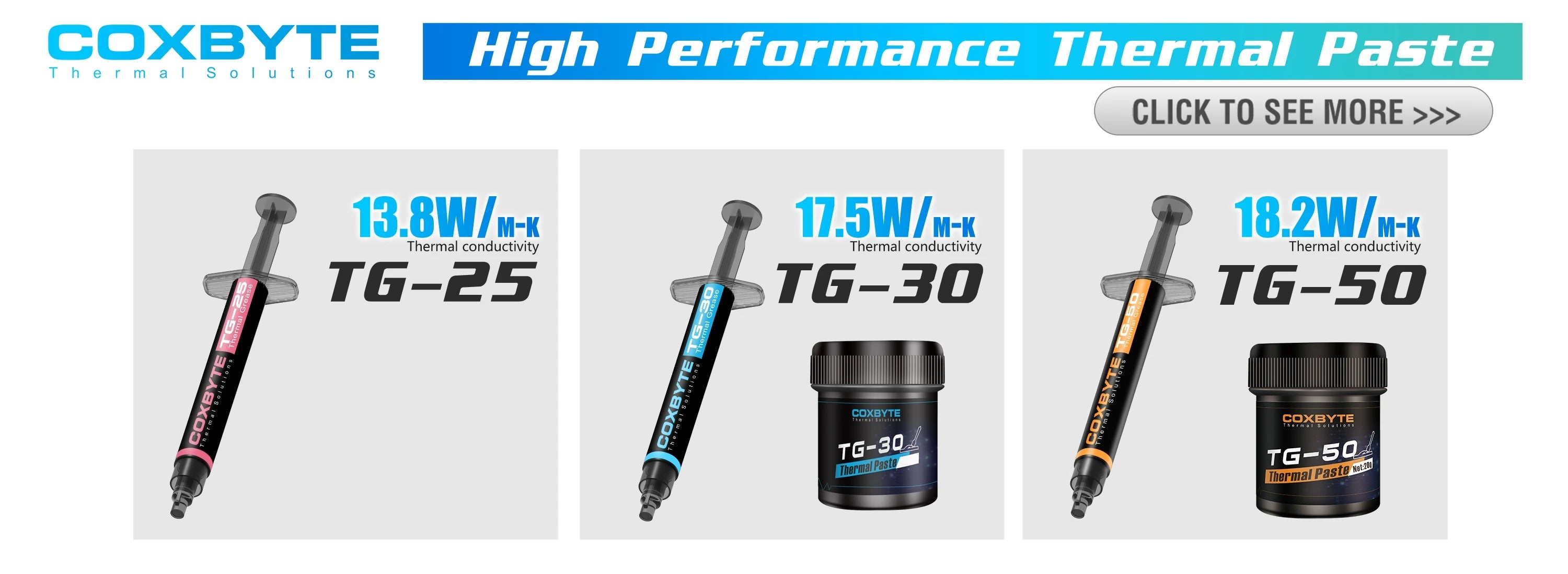 Coxbyte TG-30 Thermal Paste 17.5W-mk for AMD Intel Processor CPU Cooler Computer Cooling Fan VGA GPU Compound Heatsink Plaster