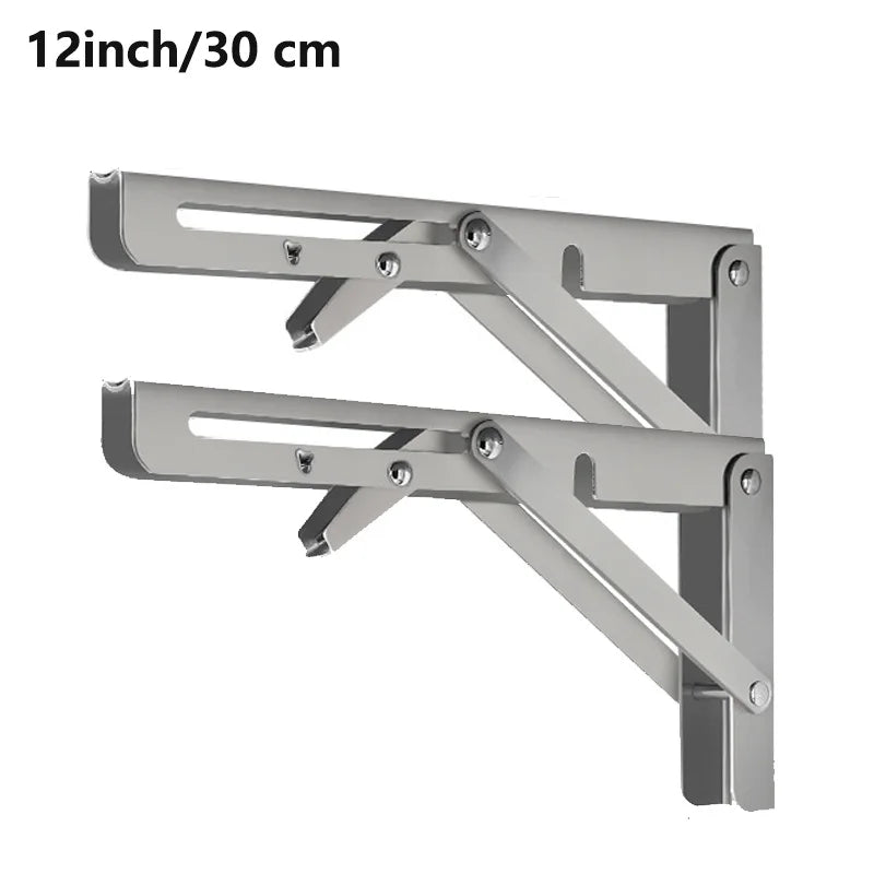 2PCS Sturdy Steel Folding Shelf Brackets Wall-Mounted Design for Workbench Table, Table Shelves Angle Bracket Home Hardware - Daisan Mart