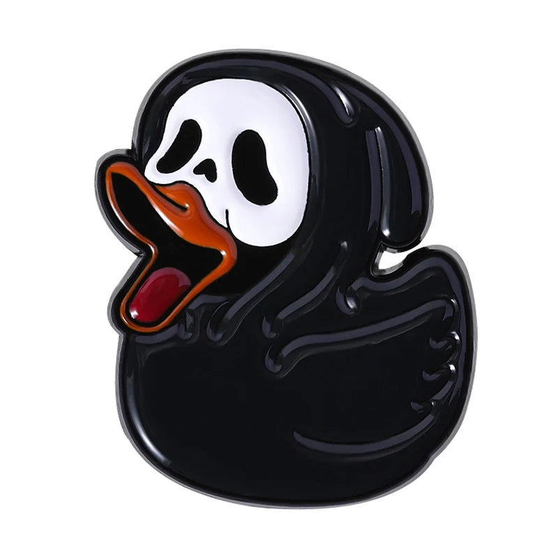 Halloween Pumpkin Animal Enamel Pins Ghost Capybara Grim Reaper Duck Spooky Season Brooches Lapel Badge Jewelry Gift for Friends