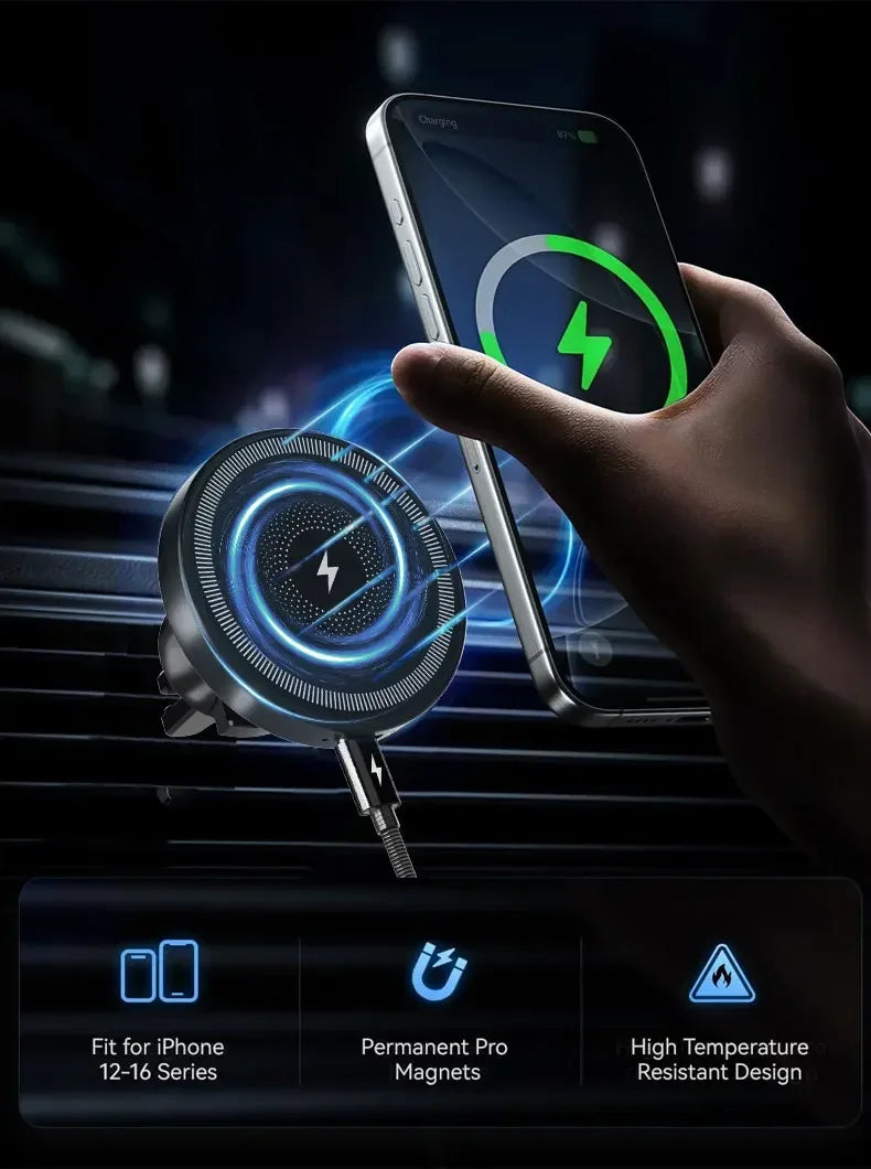 30W Car Wirless Magnetic Charger Air Outlet Phone Holder Stand For iPhone 16 15 14 13 12 Pro Max Fast Charging Cellphone Blacket