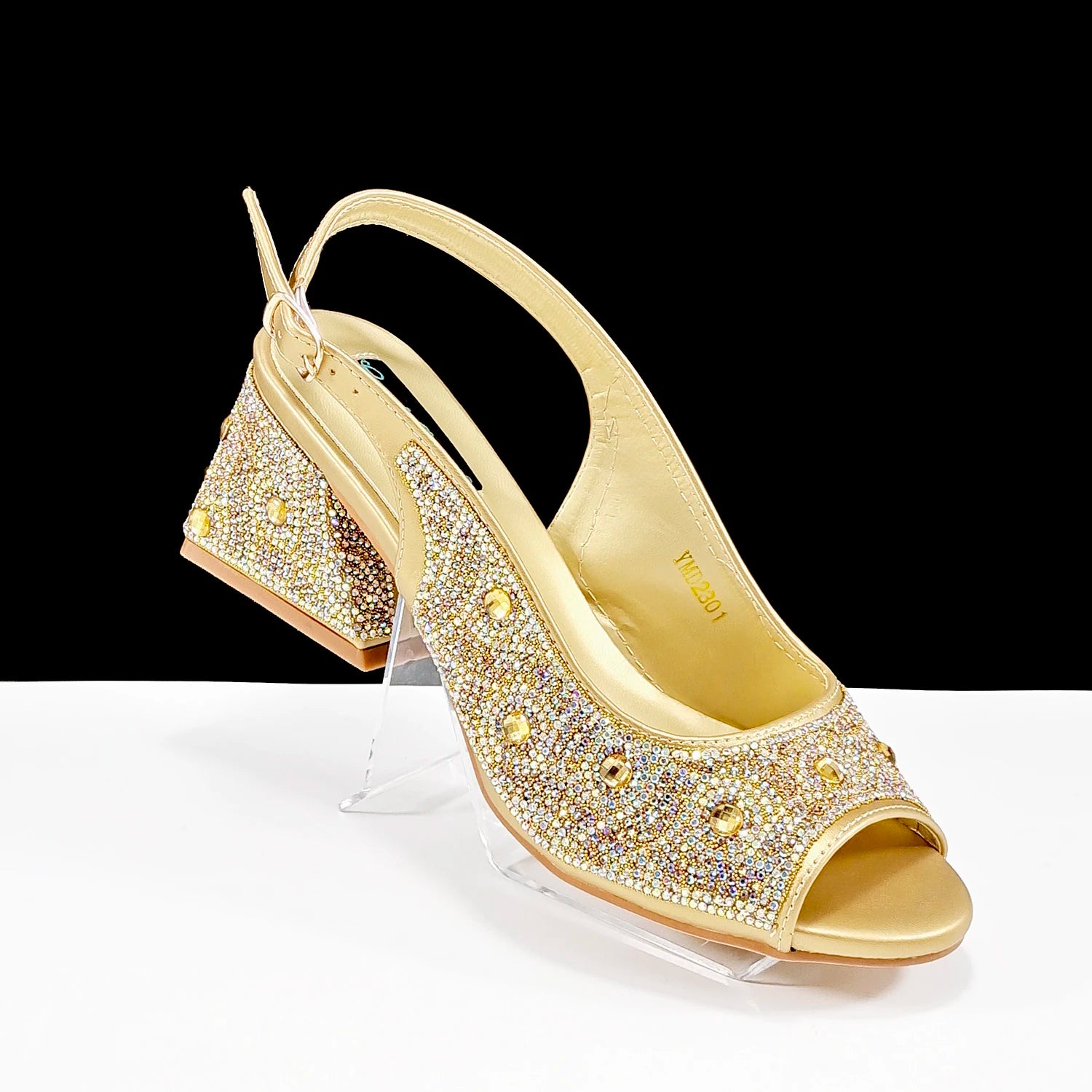 2024 Rhinestone Shoes and Bag Set - Trendy Green