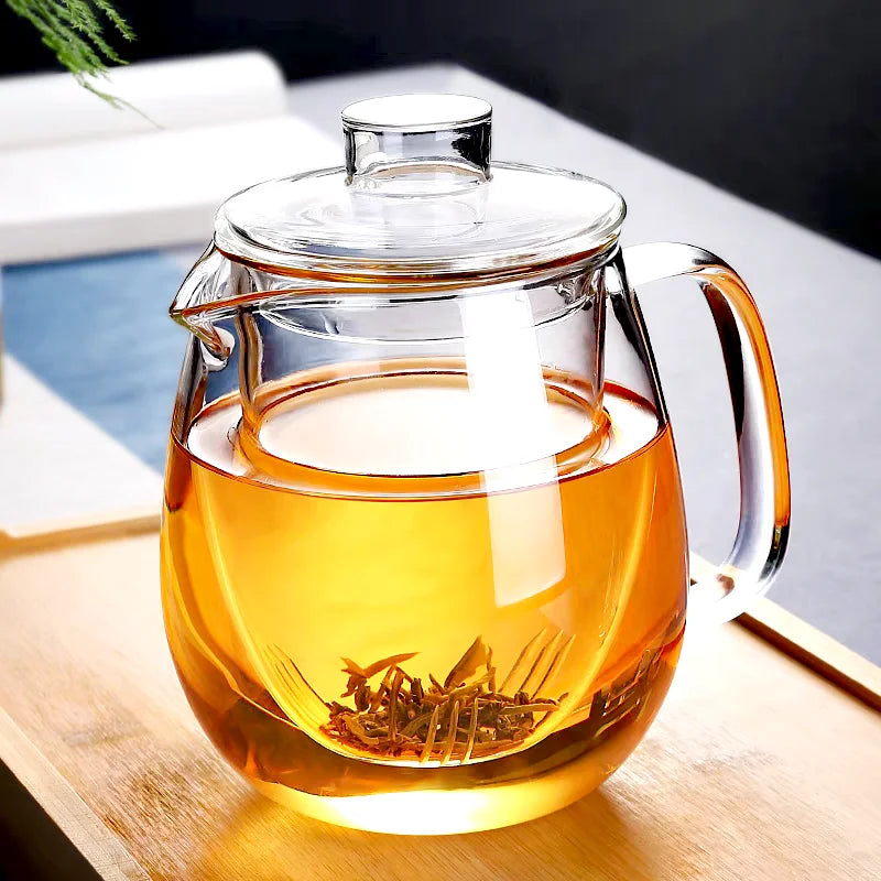 450ml 650ML Penguin Shape Glass Teapot with Infuser Chinese Tea Ceremony Transparent Teawear Set Cup Kung Fu Tea Maker