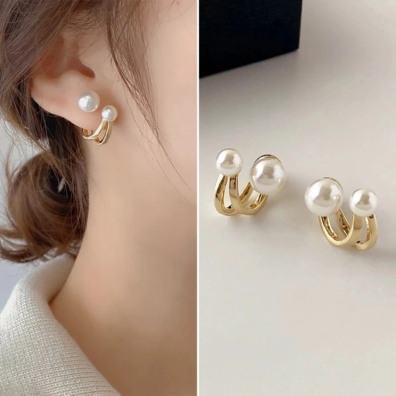 Luxury 14k Gold Pearl Earrings for Women