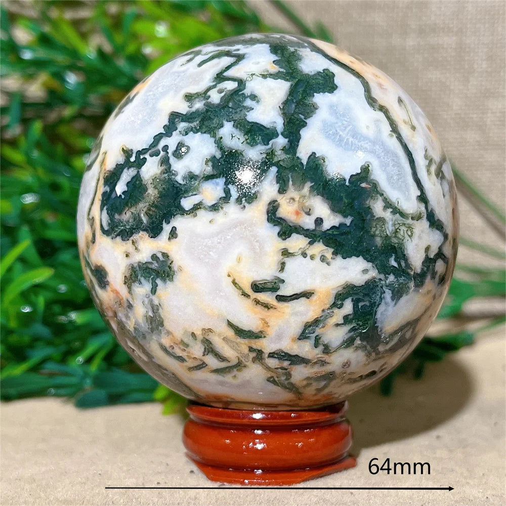 Moss Agate Ball - Spiritual Power &amp; Decoration