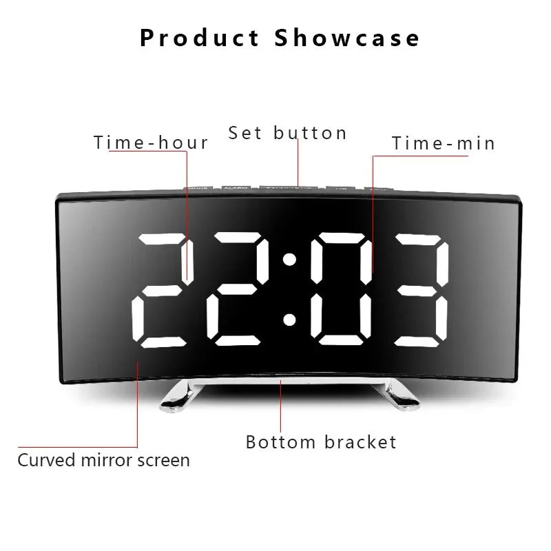 Multi-function Dual Mirror LED Digital Clock for Bedroom