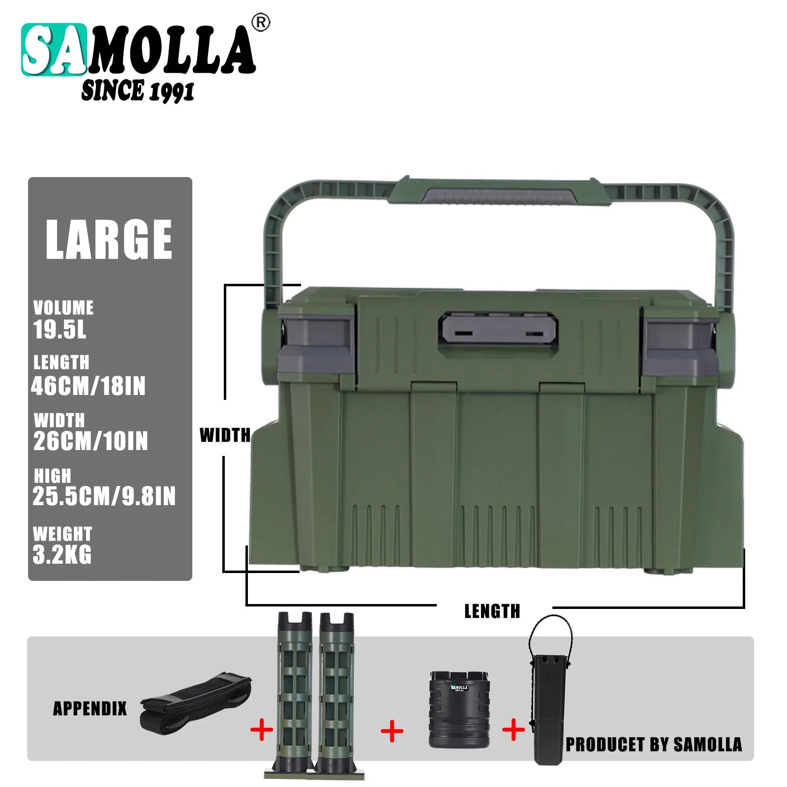 19.5L Multi-Function Fishing Box with Rod Holder &amp; Cup