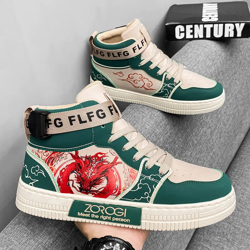 High-end Men's Sneakers with Fashionable Printed Patterns