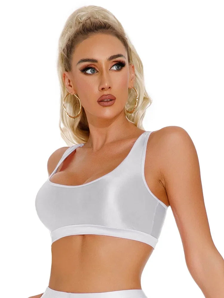 Women's Sexy Crop Top Bodycon Sports U-Neck