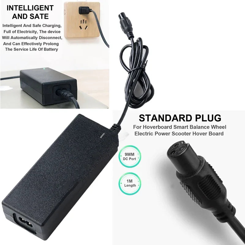 Electric Smart Scooter Battery Charger Electric Drive Smart Balance Hoverboard Power Charger EUPlug 42V2A Backup Battery Charger