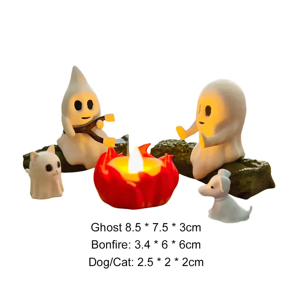 3D LED Ghost Campfire Lamp Cute Halloween Decoration