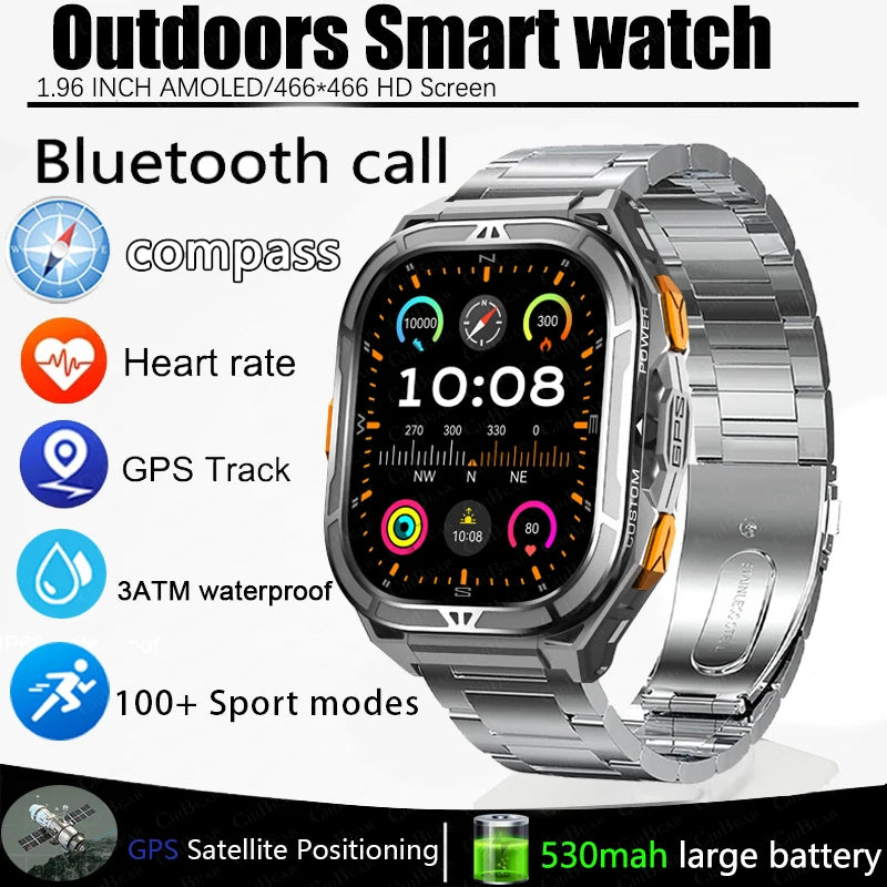 Đồng hồ thông minh GPS nam 2025 1.96 HD thể thao