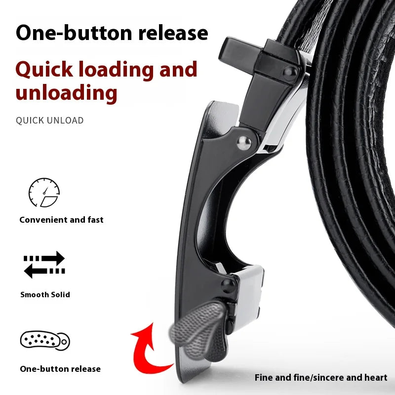 High Quality Genuine Leather Men's Belt with Alloy Automatic Buckle