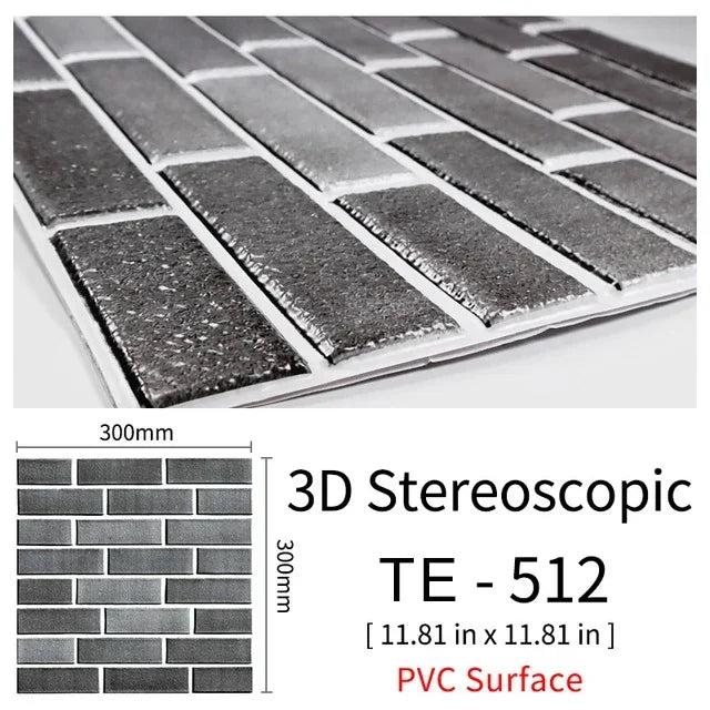15PCS Wall Sticker Waterproof PVC imitation brick Wallpapers for TV walls living room bedroom kitchen kids rooms painted surface