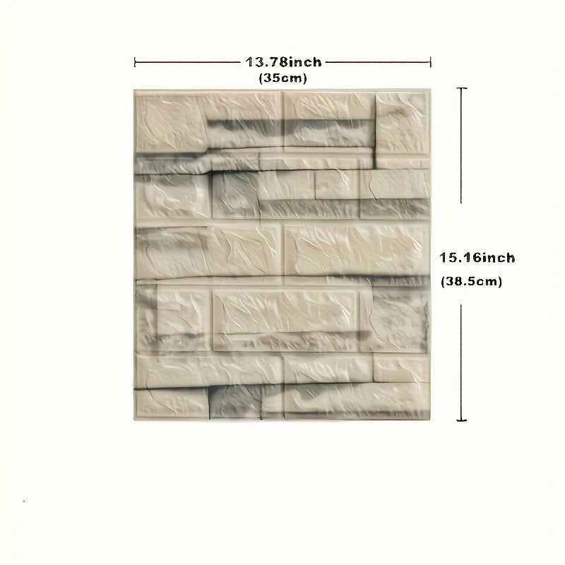 100pcs/200Pcs 3D Wall Tile Sticker, Brick Pattern Foam Self-Adhesive Waterproof Moisture-Proof Ceiling Sticker, Easy To Stick An