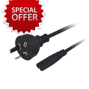 Dây cáp điện màu đen với đầu cắm ba chấu, nhãn đỏ "Special Offer" phía trên.