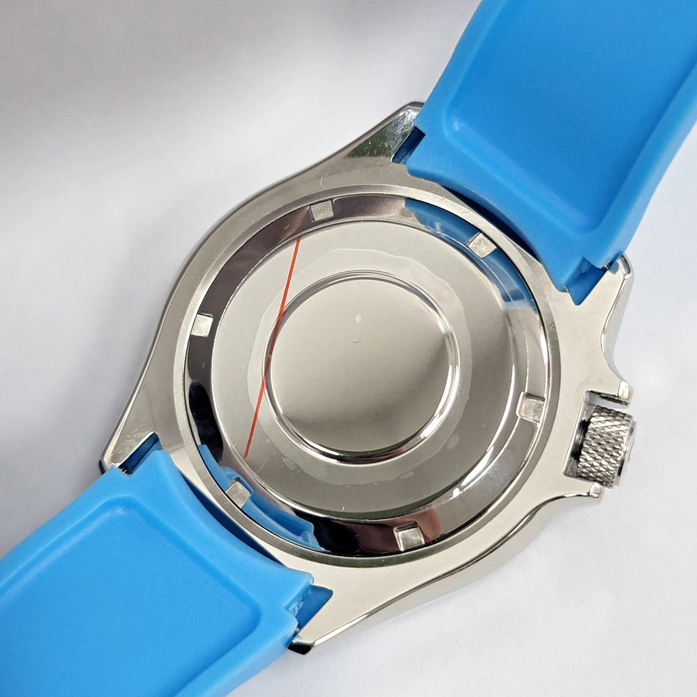 Đồng hồ cơ 41.5mm mặt xanh vân, máy Nhật NH35