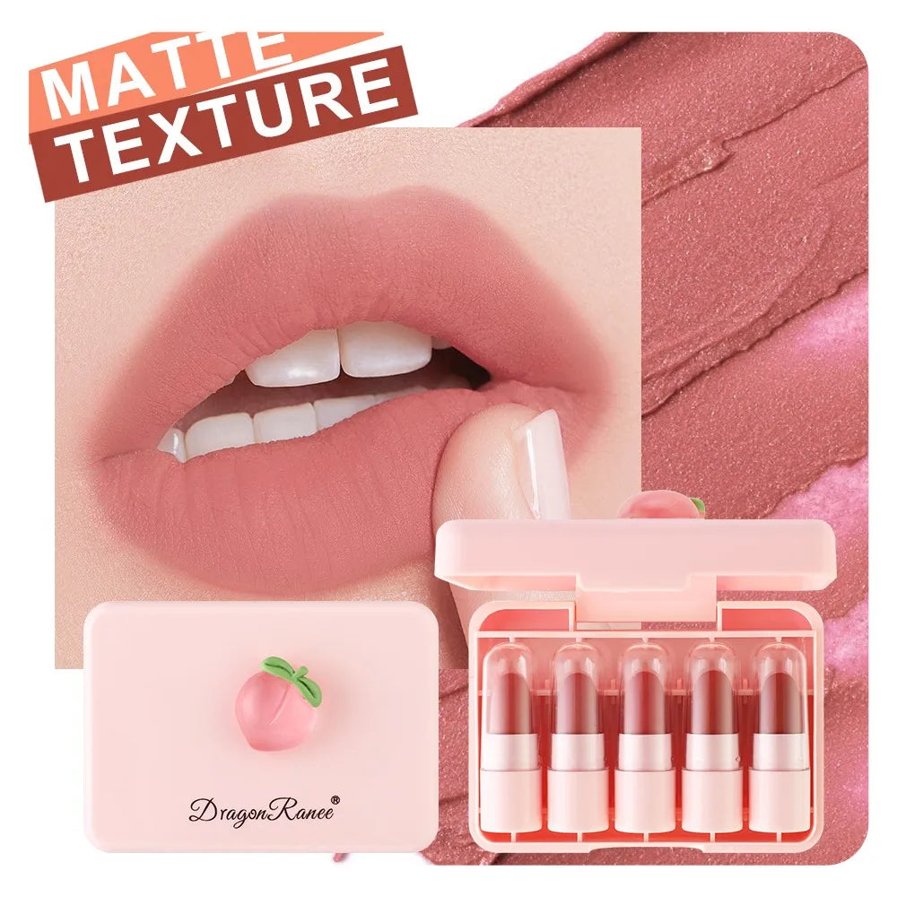 Bộ 5 Son Lì Lâu Trôi, Mịn Môi, Mùi Trái Cây Nhẹ