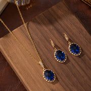 Gold &amp; Blue Zircon Jewelry Set - Elegant Women
