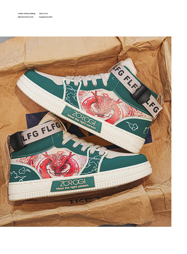 High-end Men's Sneakers with Fashionable Printed Patterns