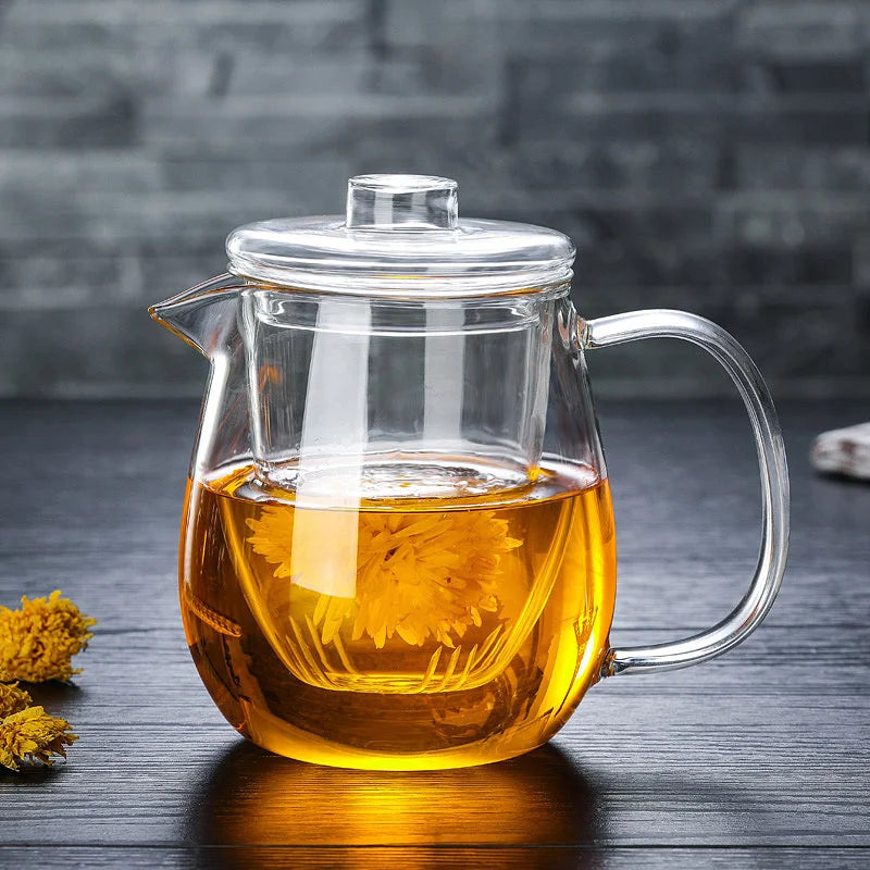 450ml 650ML Penguin Shape Glass Teapot with Infuser Chinese Tea Ceremony Transparent Teawear Set Cup Kung Fu Tea Maker