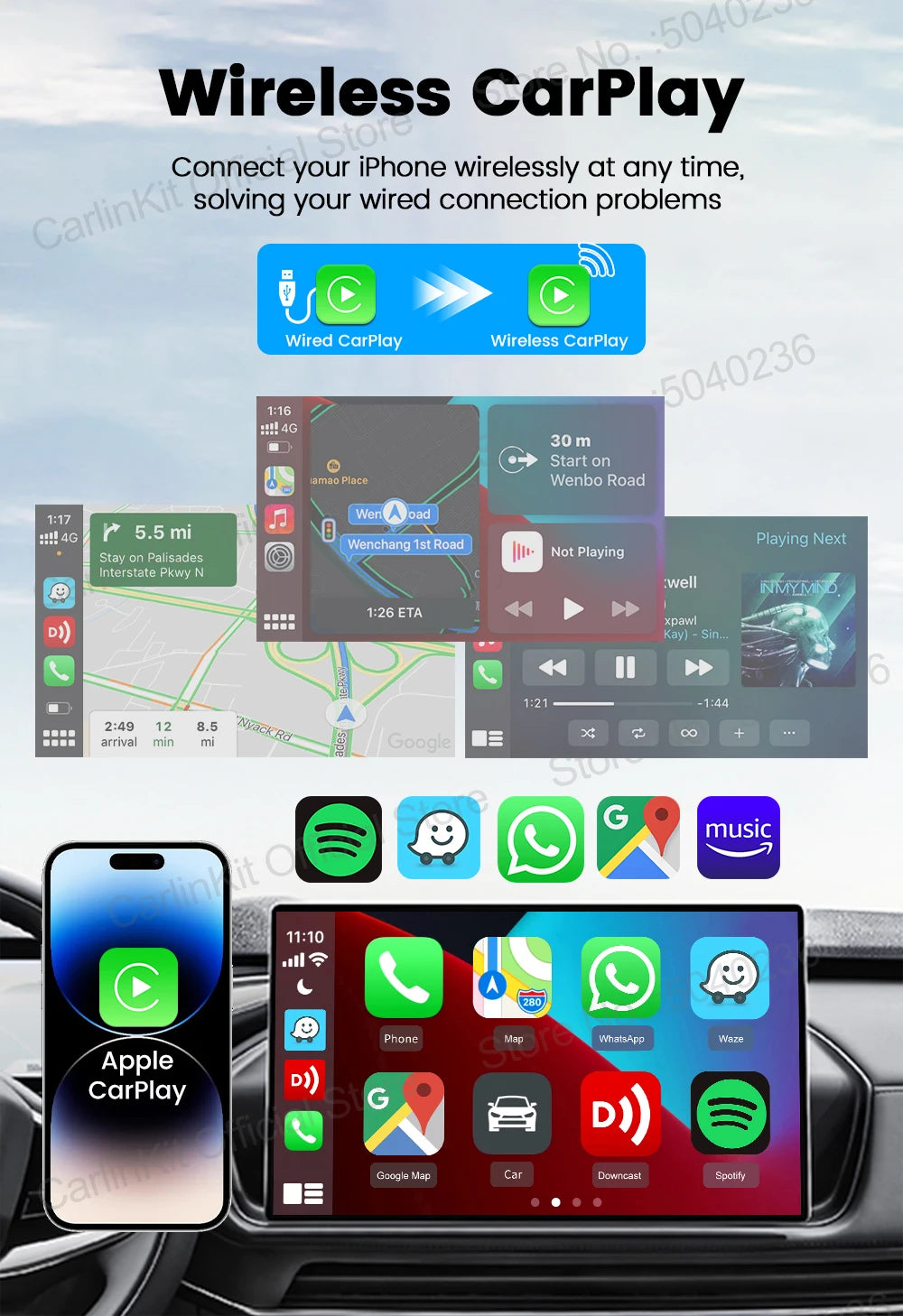 New CarlinKit 5.0 Mini Ultra3 Wireless Android Auto CarPlay 2-In-1 Wireless Adapter WIFI BLE Auto Connect Smart Mini Box For Car - Daisan Mart