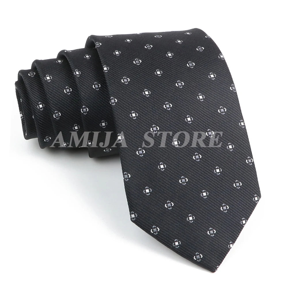 Cà vạt nam cao cấp chấm bi xám 6.5cm thời trang