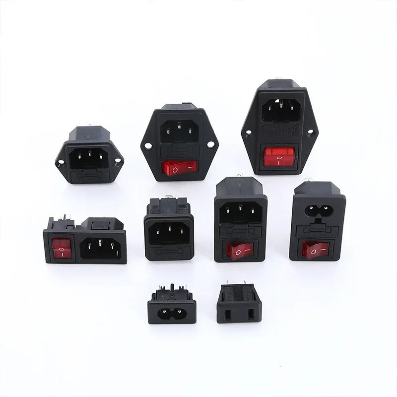 IEC320 C14 3 Pin Power Socket with LED Switch 250V