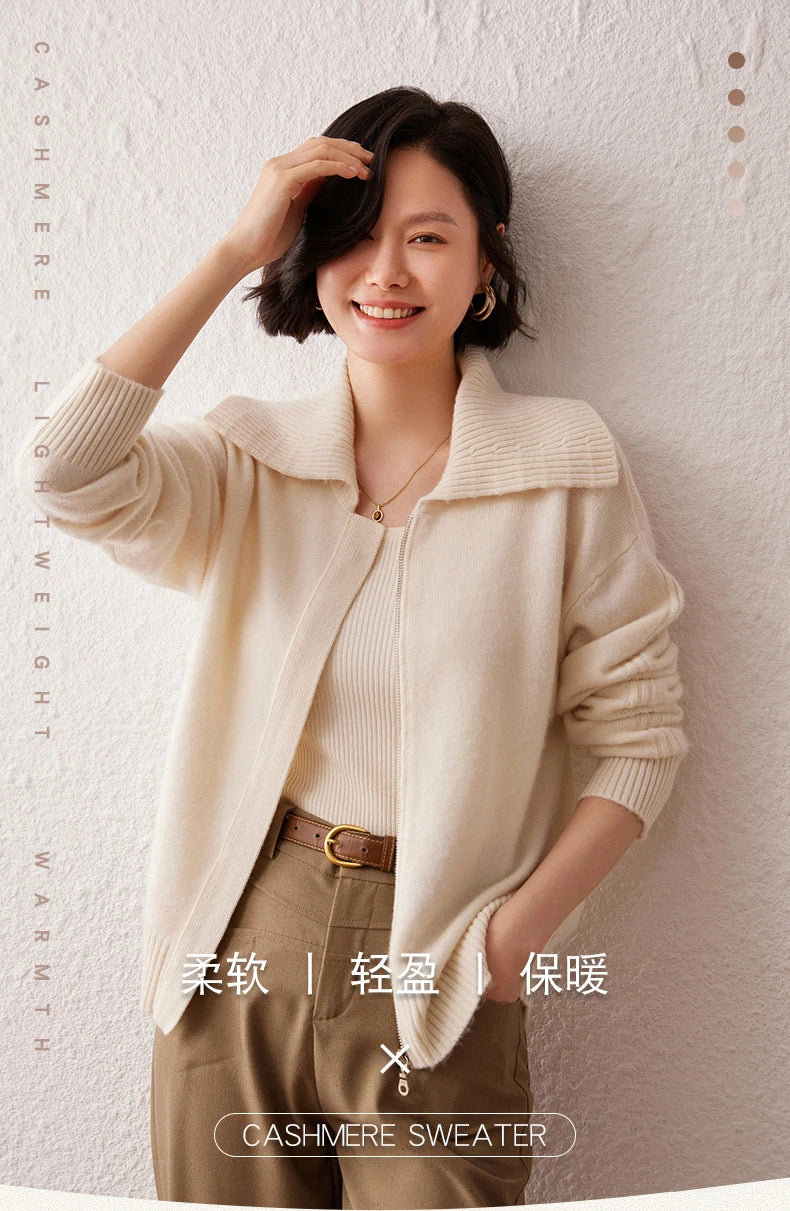 Áo Khoác Len Cashmere Nữ Cổ Bẻ, Dáng Rộng, Ấm Áp - Daisan Mart