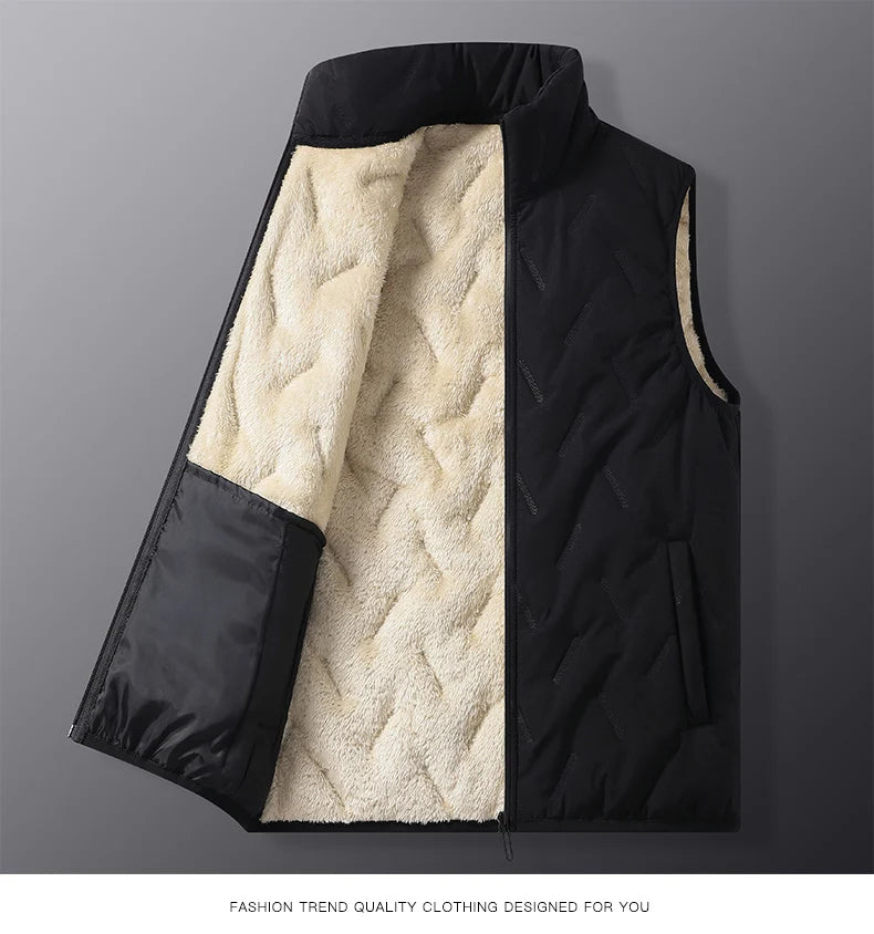 Men's Autumn Winter Outdoor Windbreaker Vest Fur Lining 2025