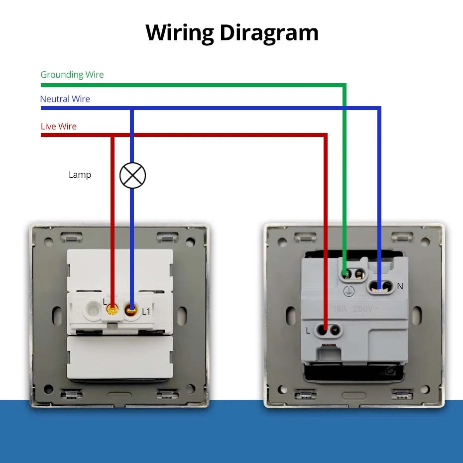 Công tắc đèn âm tường 2 chiều, thép không gỉ, LED.
